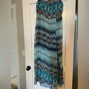 Charlotte Russe Teal and Brown Maxi